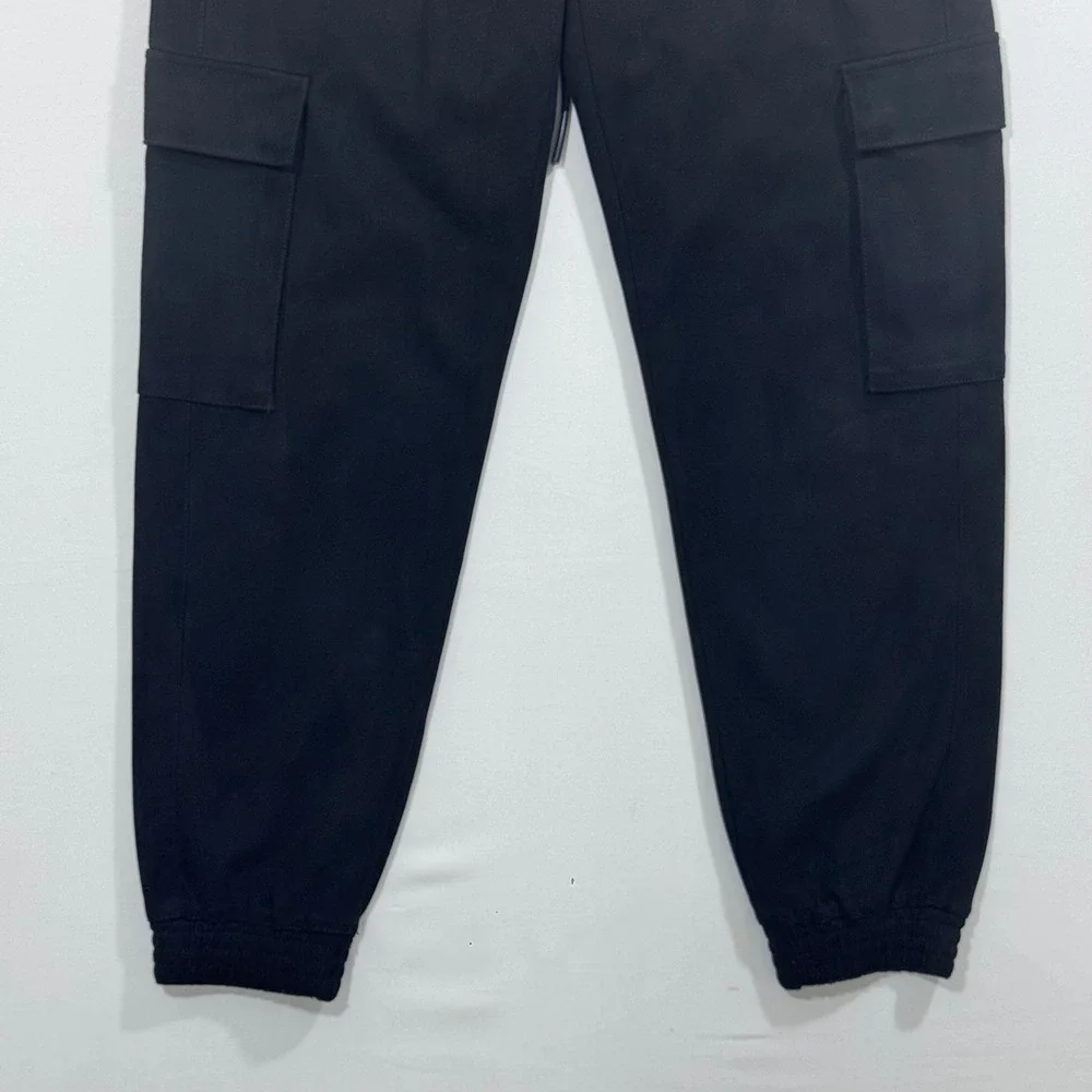 Zara Cargo Velour Suede Jogger Pants Black XS Relaxed Streetwear Minimalist - Picture 4 of 11